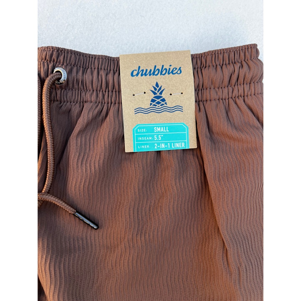 Chubbies The Hot Chocolates Textured Lined Swim Shorts Mens Small 2-in-1 - Picture 9 of 10